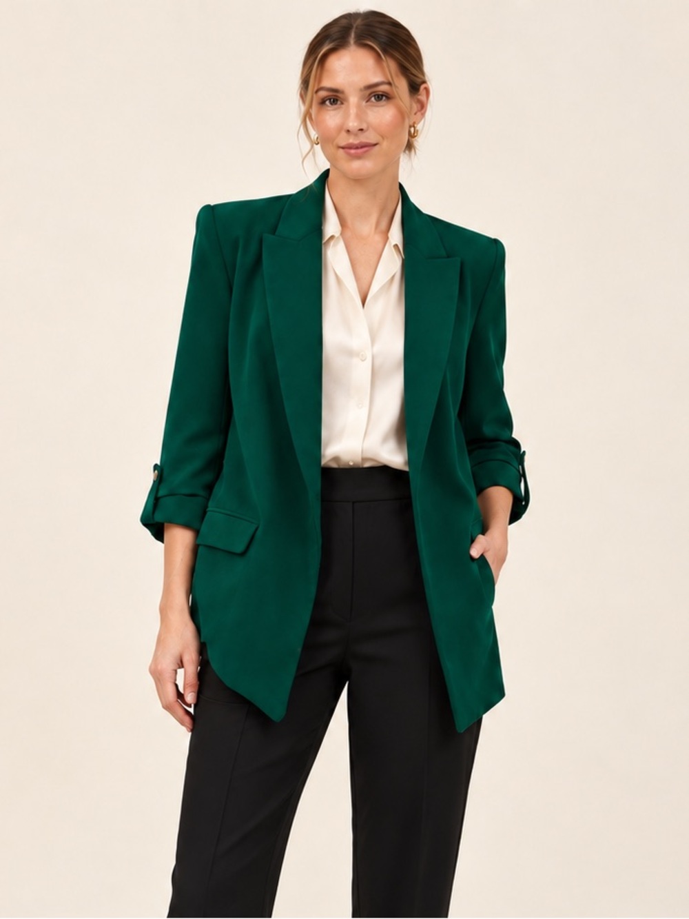 Zara Dark Emerald Green structured Blazer XS